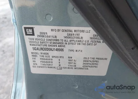 2010 Buick Enclave 2Xl from USA, damaged, VIN 5GALRCED0AJ148906